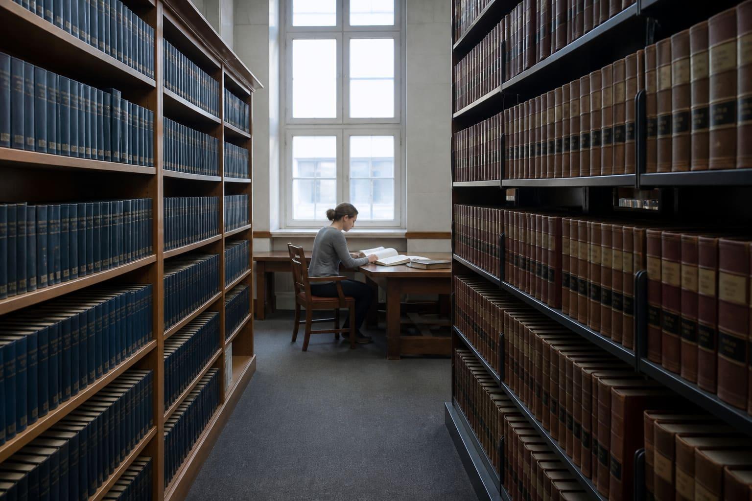 Quiet research library stacks for country conditions work